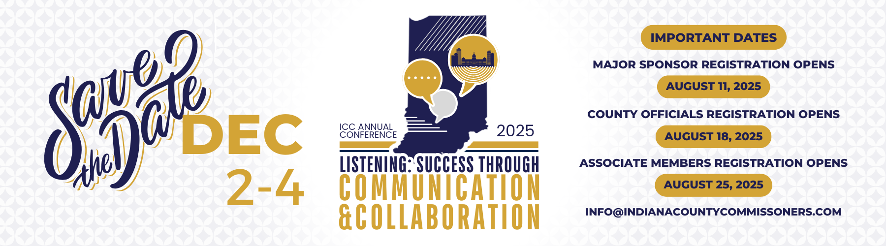 Save the Date. 2025 Annual Conferene December 2 to December 4 in Indianapolis. Follow the link for more details. 